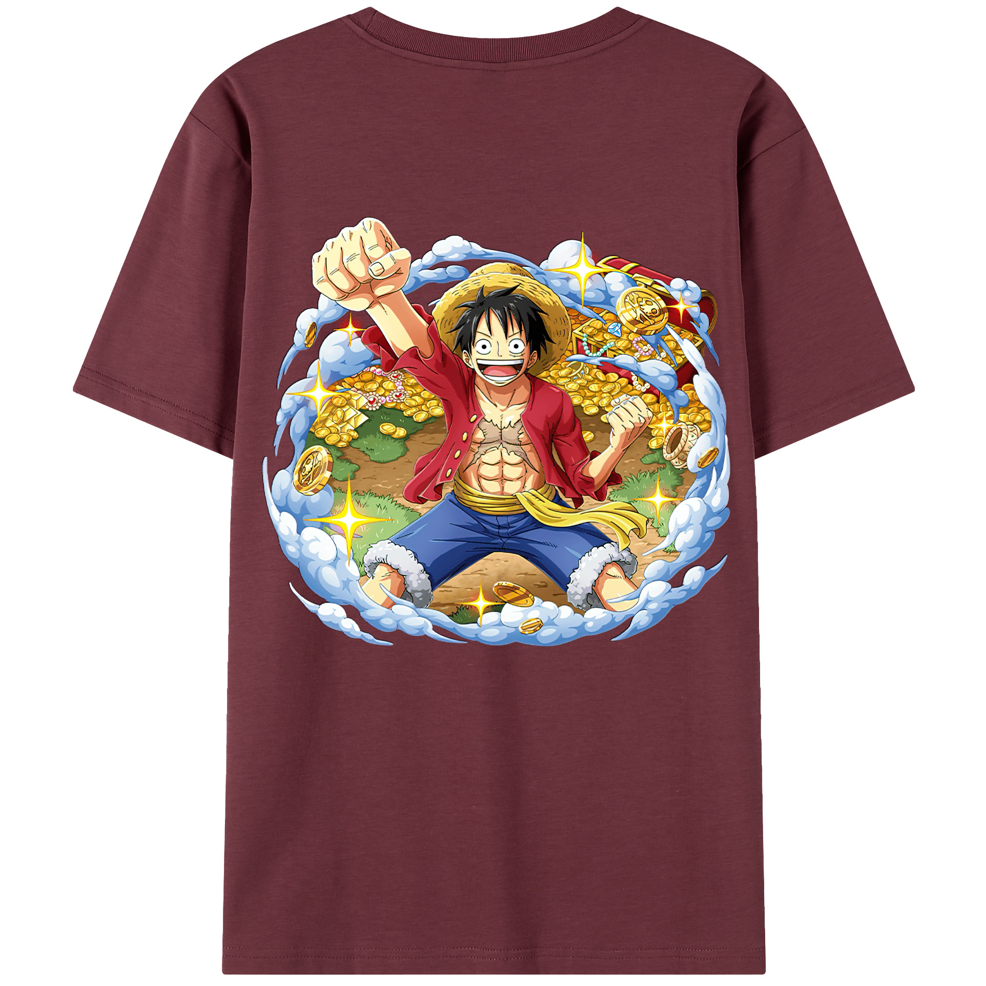 ワンピース モンキー・D・ルフィ ONE PIECE Monkey D. Luffy 綿100％半袖Tシャツ（背面プリント）